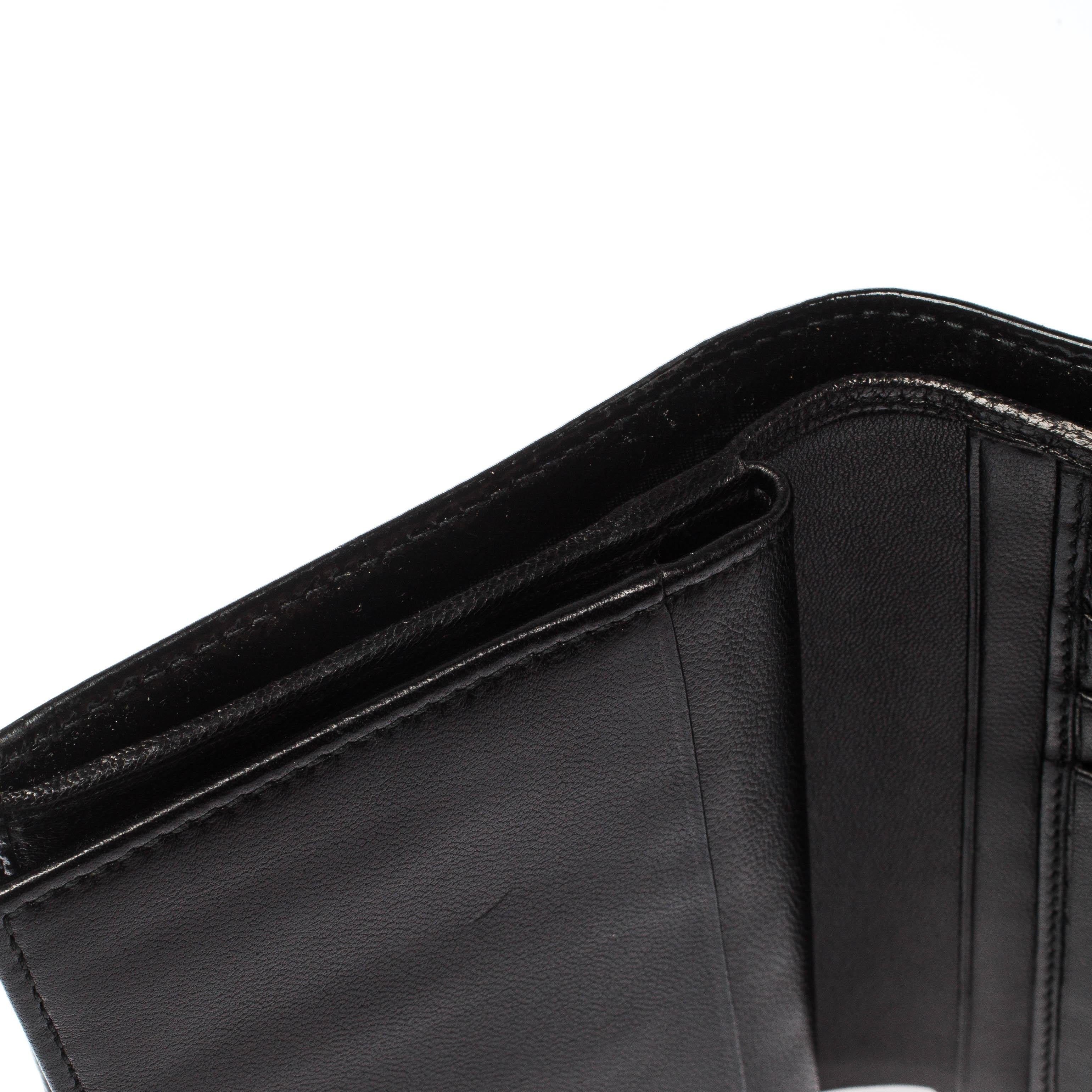 Saint Laurent Paris Black Patent Leather Bifold Wallet 1