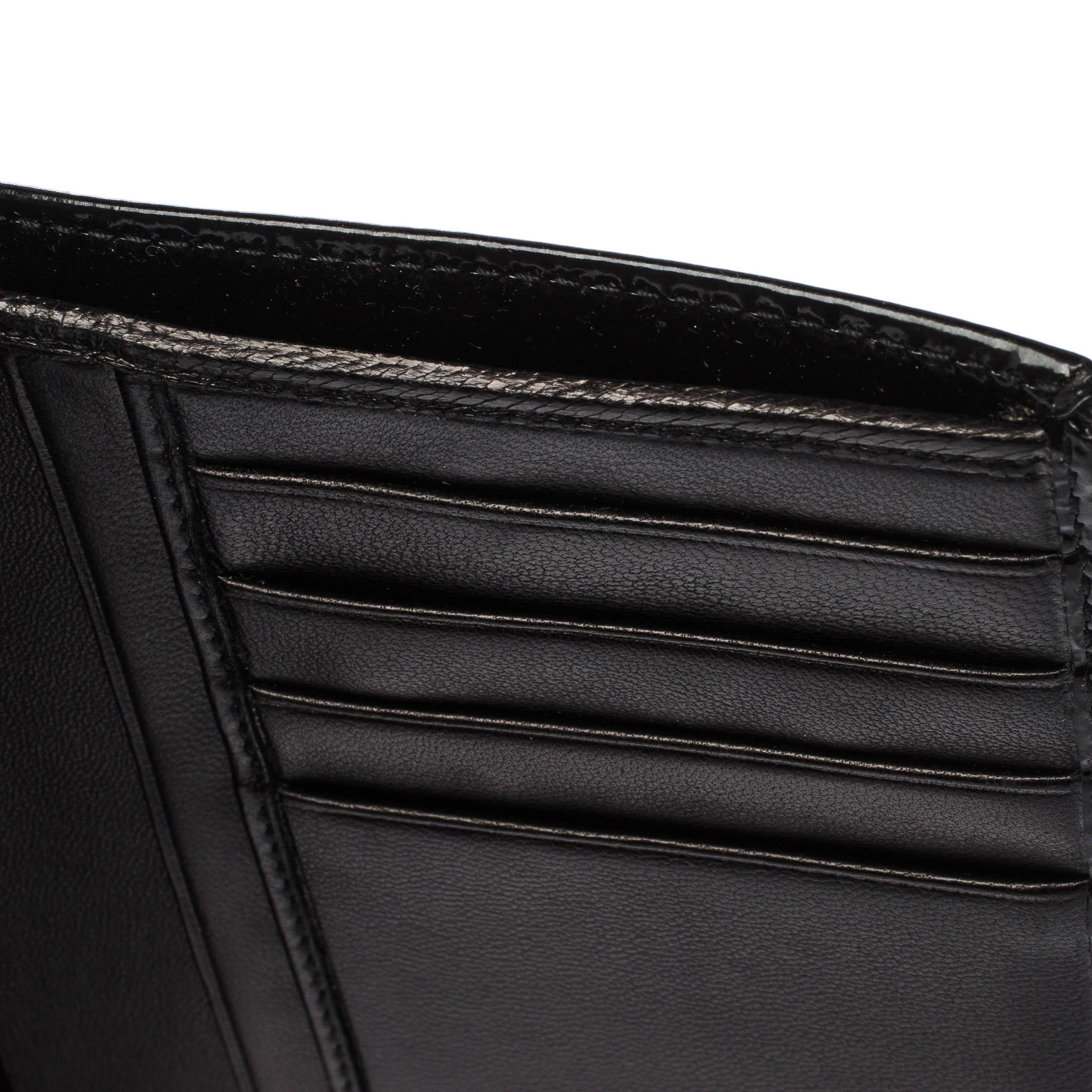 Saint Laurent Paris Black Patent Leather Bifold Wallet 2