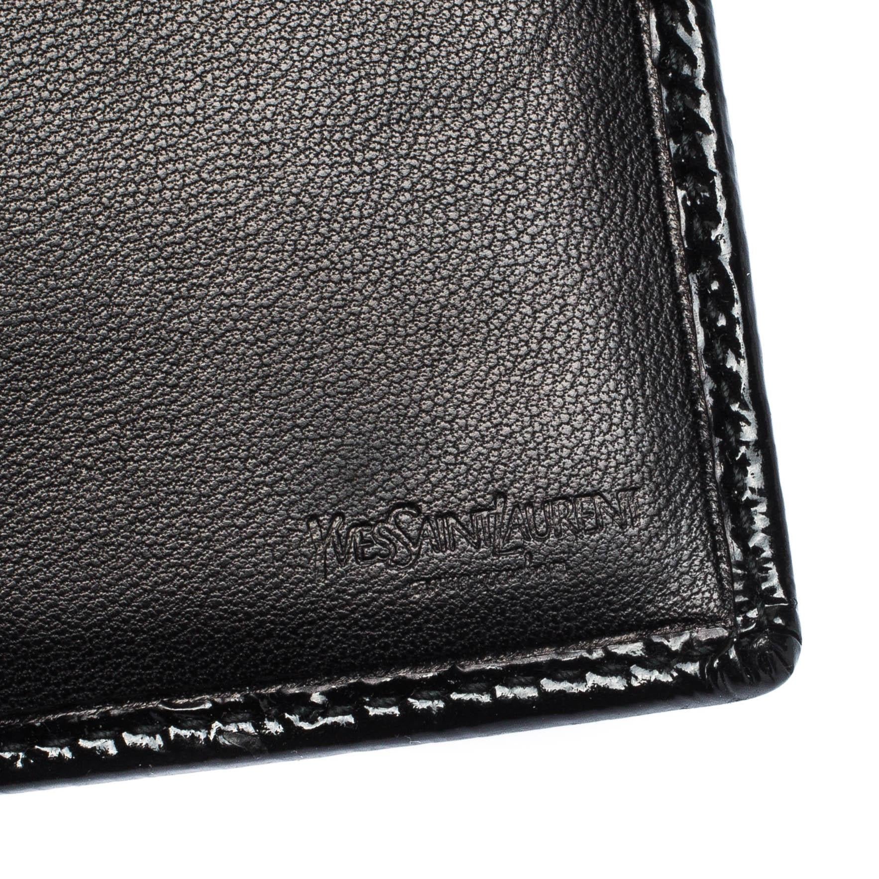 Saint Laurent Paris Black Patent Leather Bifold Wallet 3