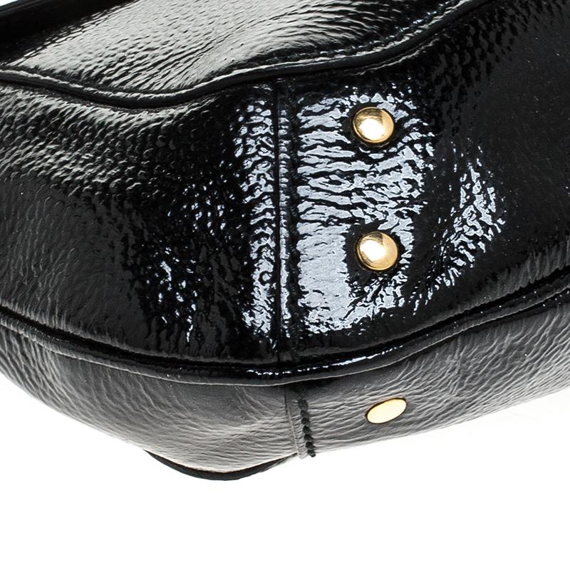 Saint Laurent Paris Black Patent Leather Emma Chain Shoulder Bag In Good Condition In Dubai, Al Qouz 2