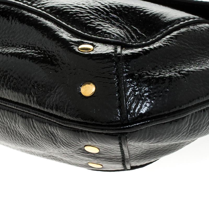Women's Saint Laurent Paris Black Patent Leather Emma Chain Shoulder Bag