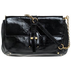 Saint Laurent Paris Borsa a tracolla Emma in vernice nera con catena