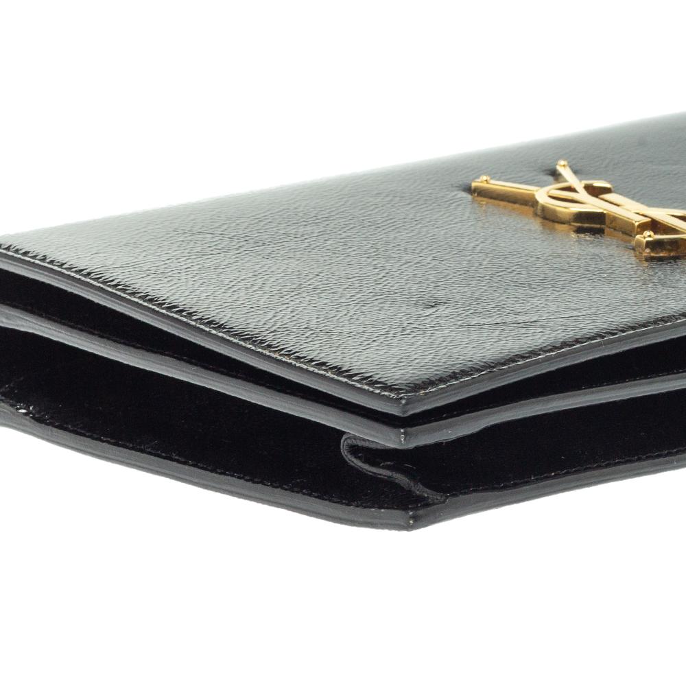 Saint Laurent Paris Black Patent Leather Kate Monogram Clutch 7