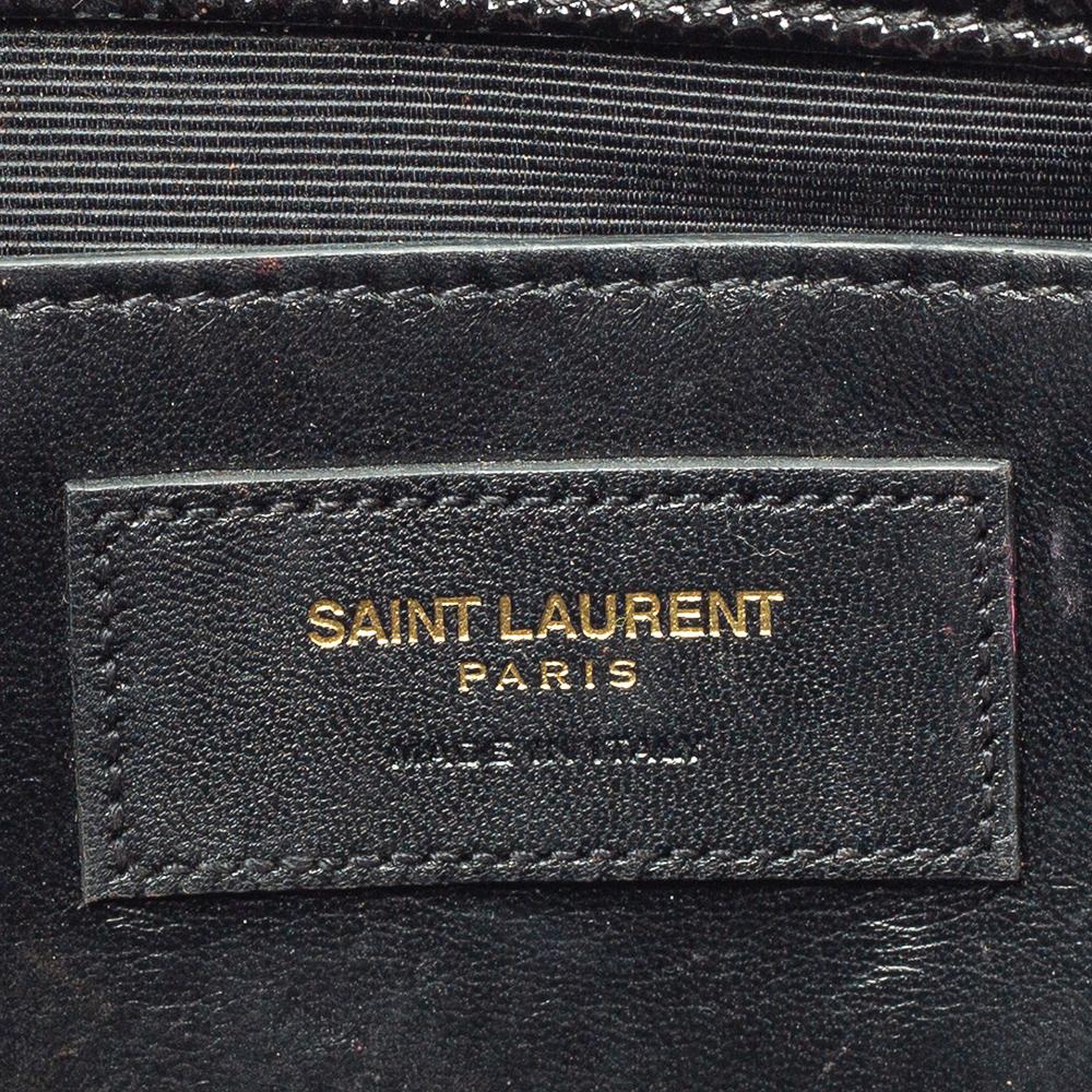 Saint Laurent Paris Black Patent Leather Kate Monogram Clutch 2