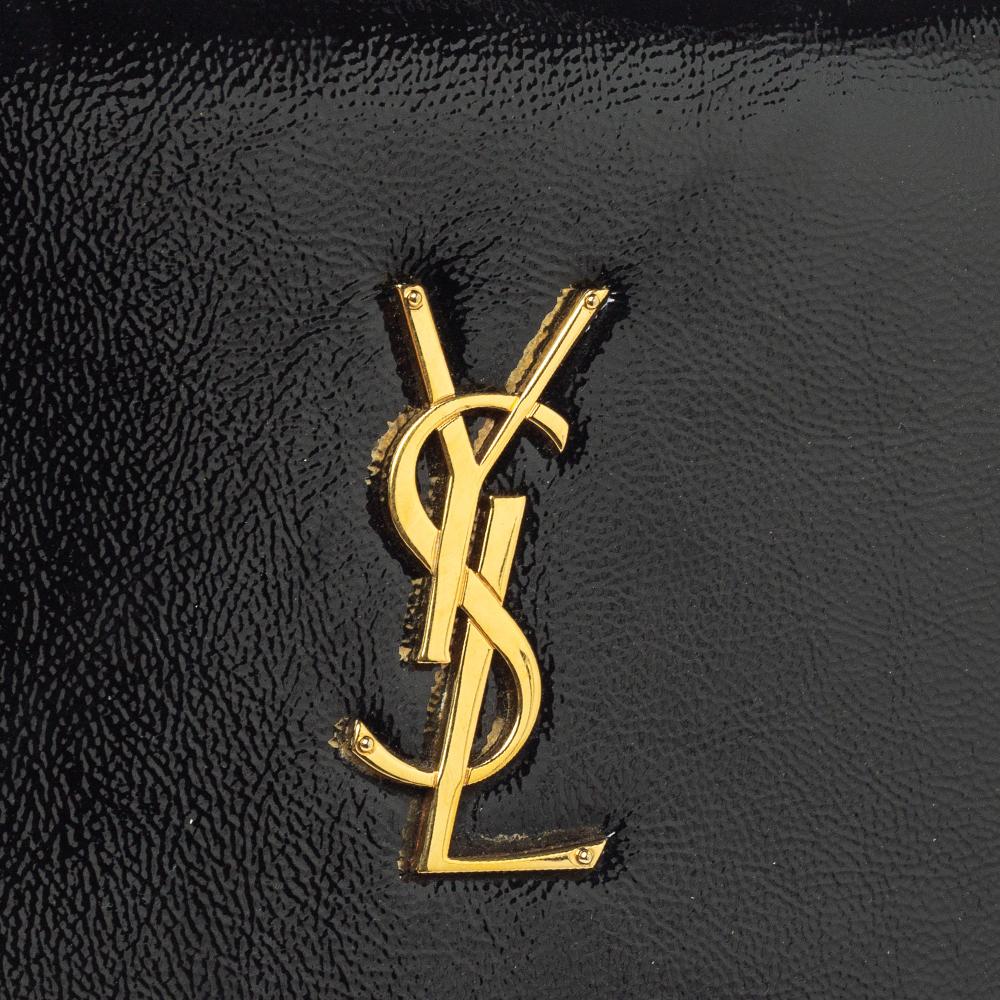 Saint Laurent Paris Black Patent Leather Kate Monogram Clutch 5