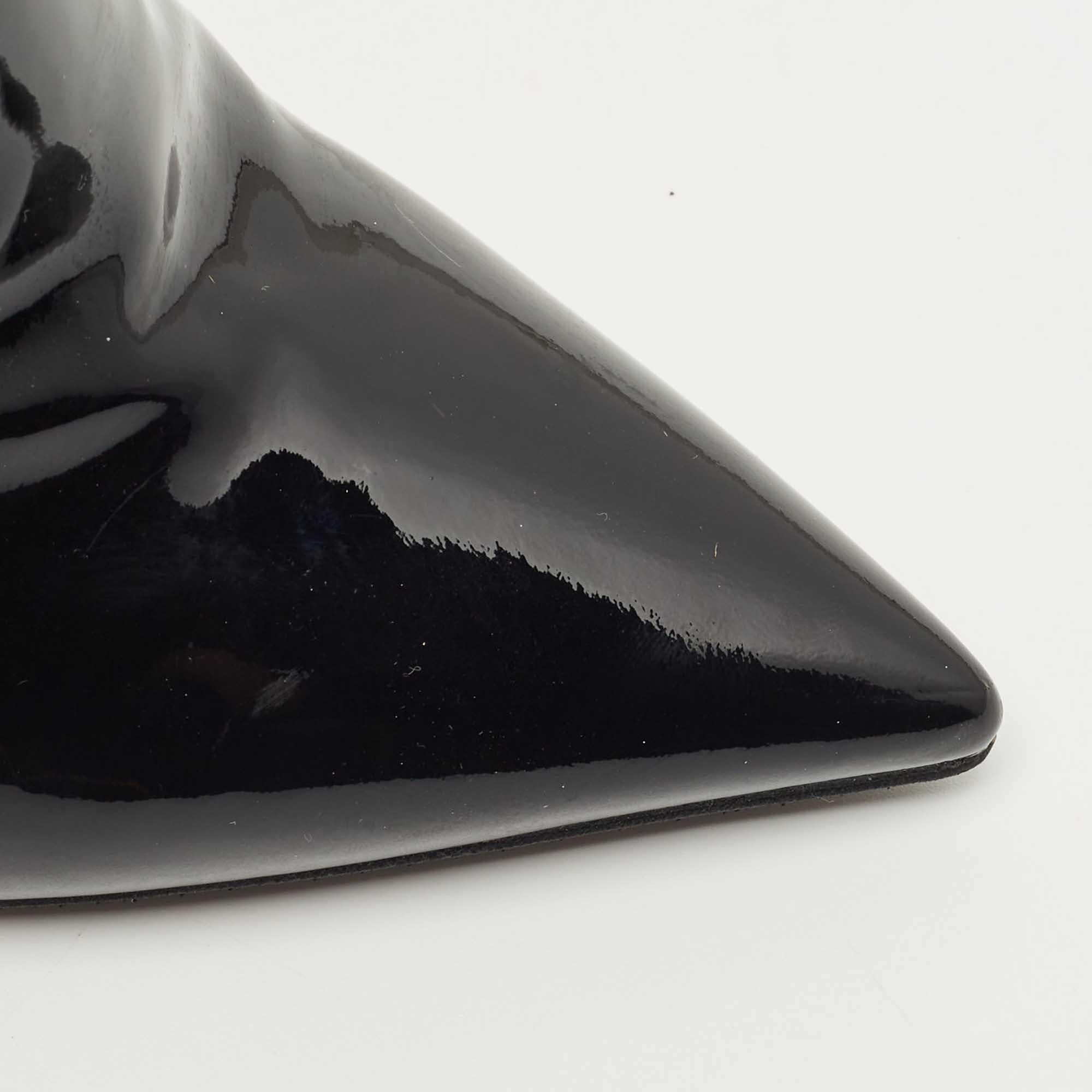 Saint Laurent Paris Black Patent Leather Opyum Pointed Toe Ankle Booties 3