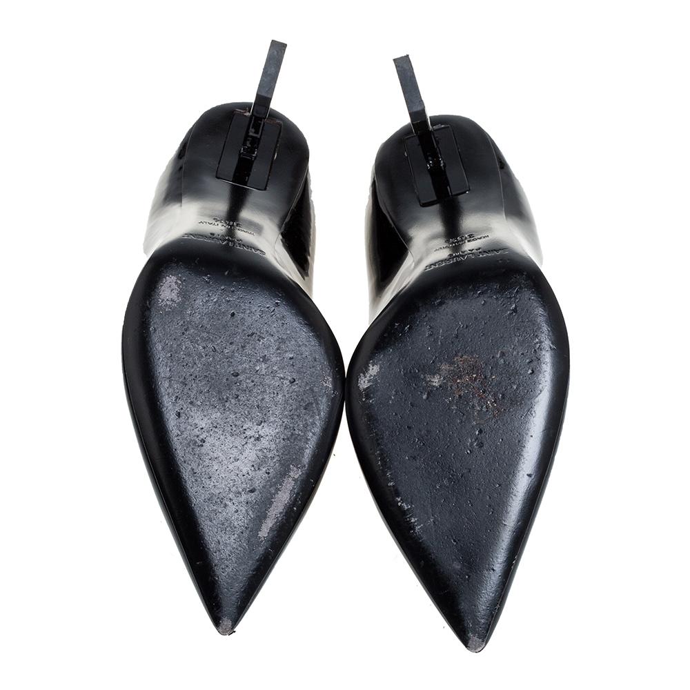 Saint Laurent Paris Black Patent Leather Opyum Pointed Toe Pumps Size 36.5 In Good Condition In Dubai, Al Qouz 2