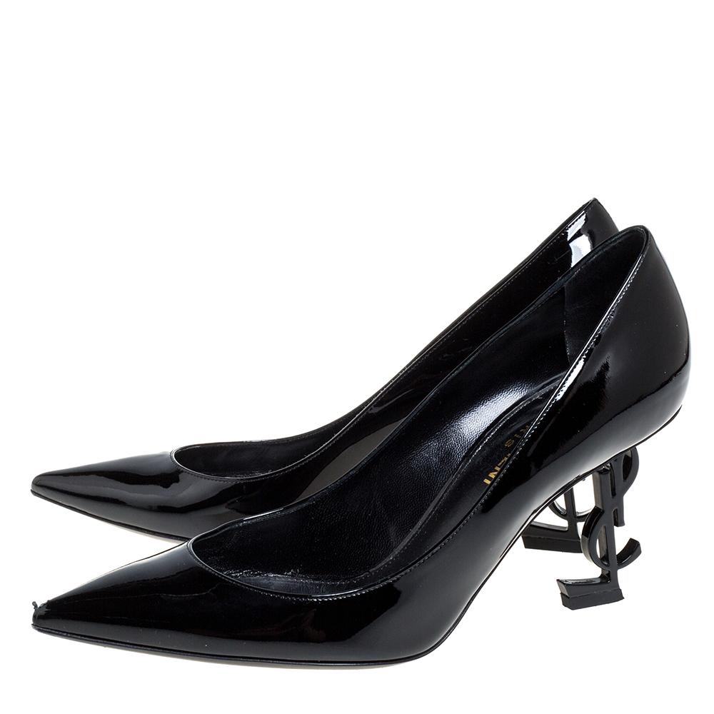 Women's Saint Laurent Paris Black Patent Leather Opyum Pointed Toe Pumps Size 36.5