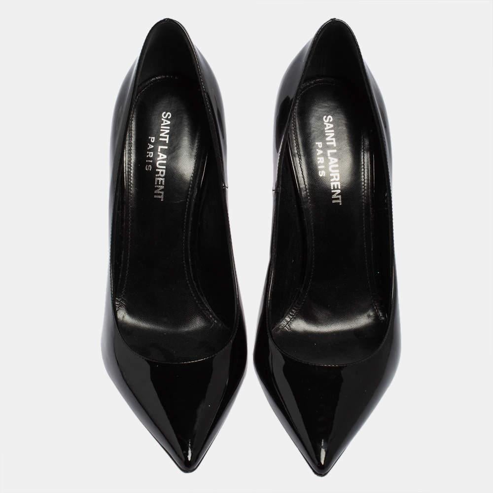Saint Laurent Paris Black Patent Leather Opyum Pointed Toe Pumps Size 39 2