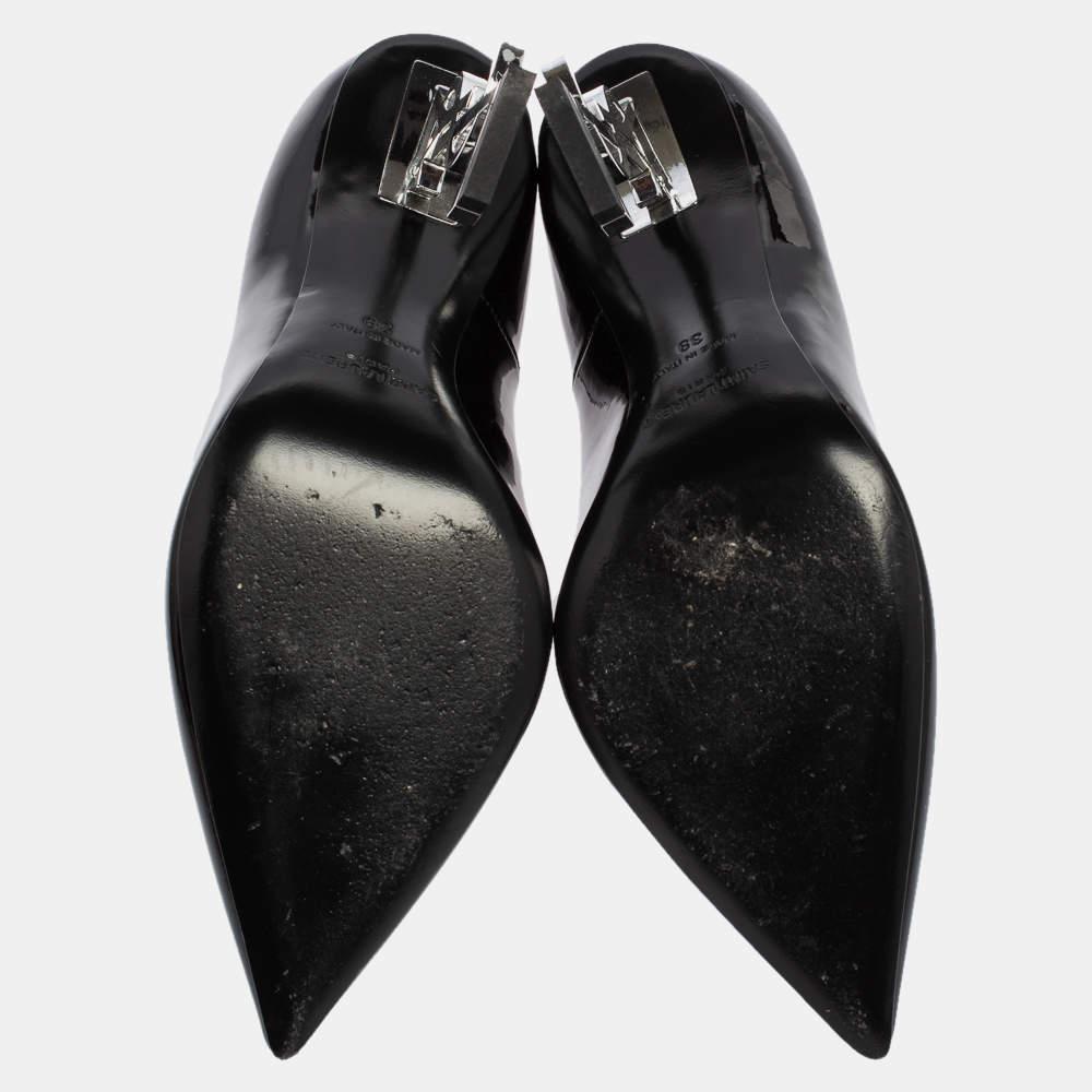 Saint Laurent Paris Black Patent Leather Opyum Pointed Toe Pumps Size 39 3