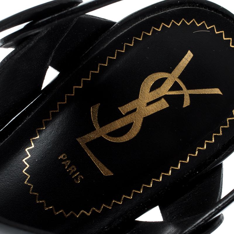 Saint Laurent Paris Black Patent Leather Tribute Platform Sandals Size 39 2