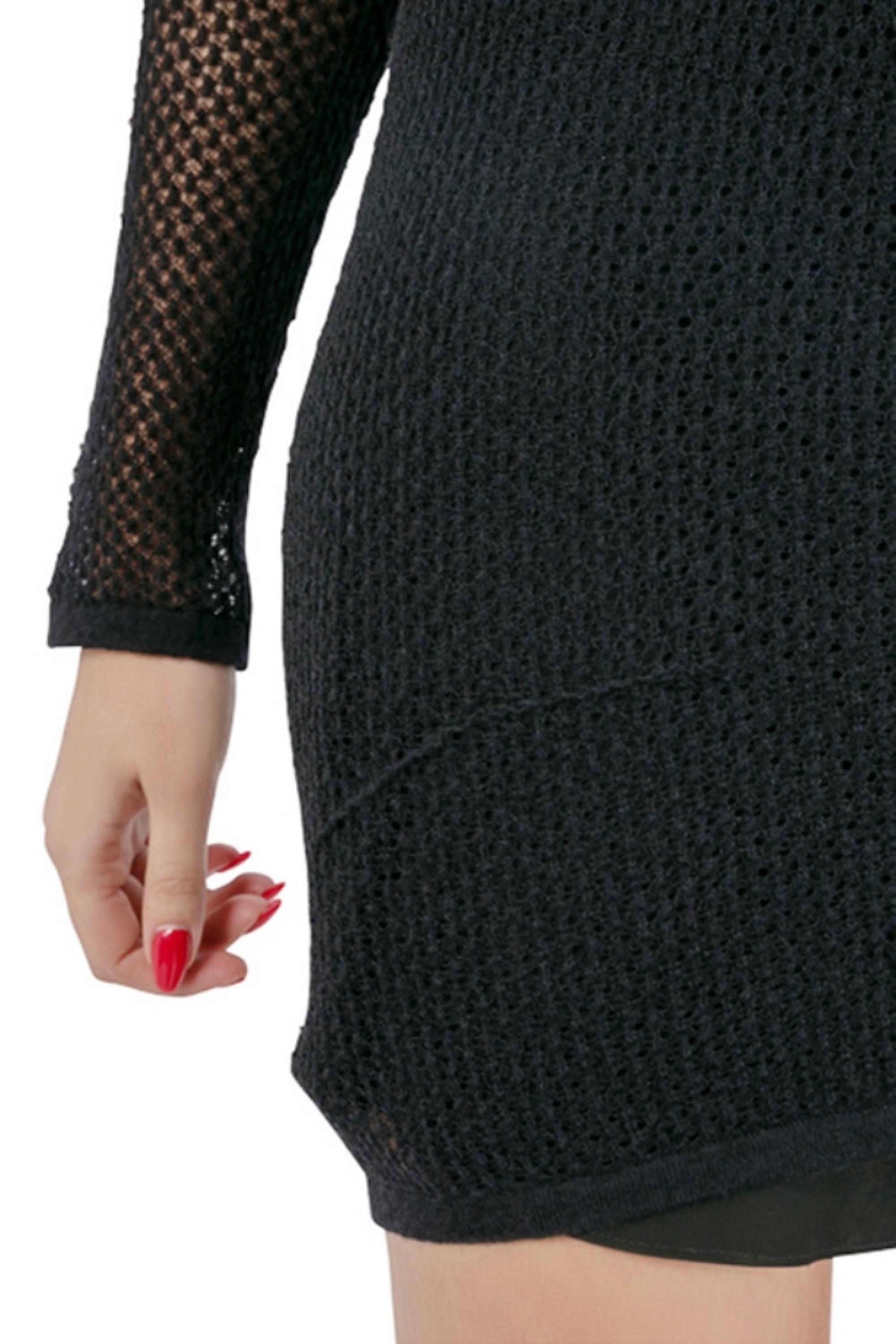 Saint Laurent Paris Black Perforated Knit Mesh Long Sleeve Dress S 1