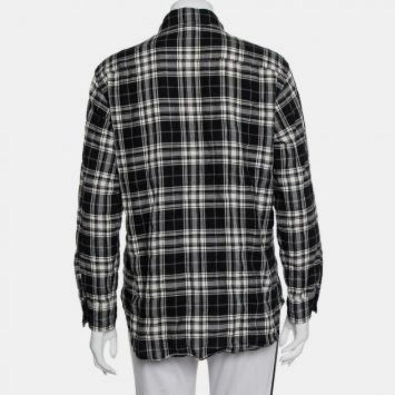 Saint Laurent Paris Black Plaided Flannel Button Front Shirt S For Sale 2