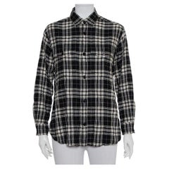 Saint Laurent Paris Schwarzes kariertes Flannel-Hemd mit Knopfleiste S