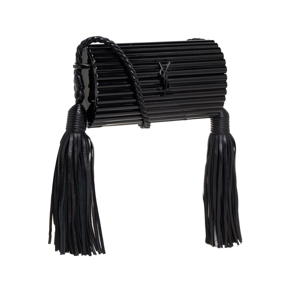 Saint Laurent Paris Schwarz Plexiglas Opium Quaste Minaudiere Tasche Damen