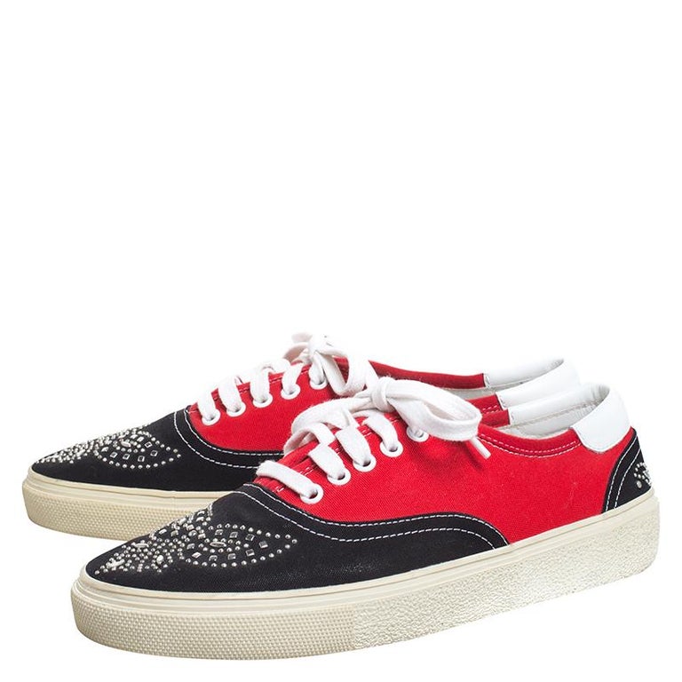 black and red saint laurent sneakers