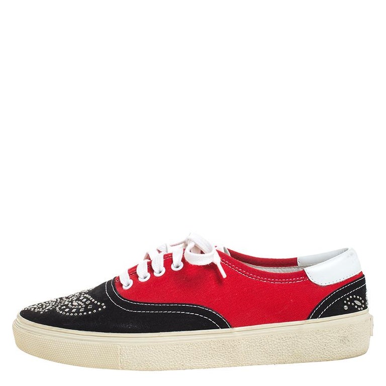 black and red saint laurent sneakers