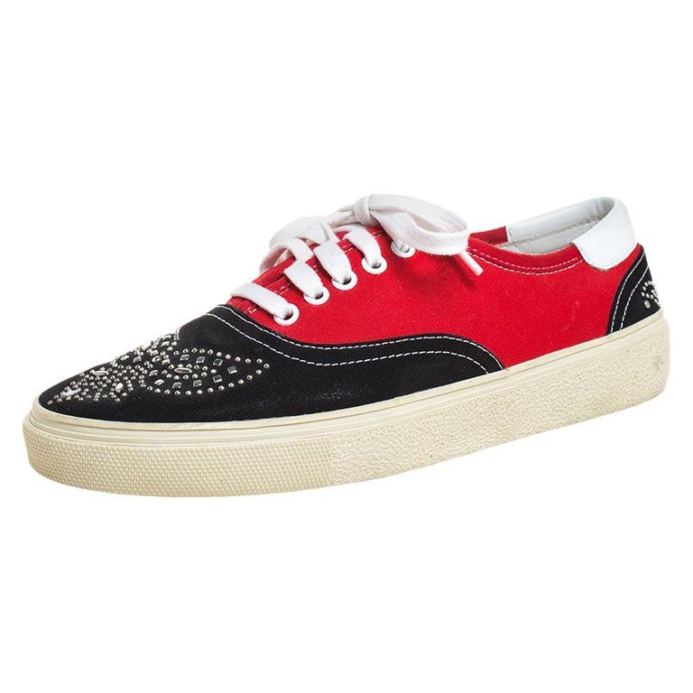 black and red saint laurent sneakers