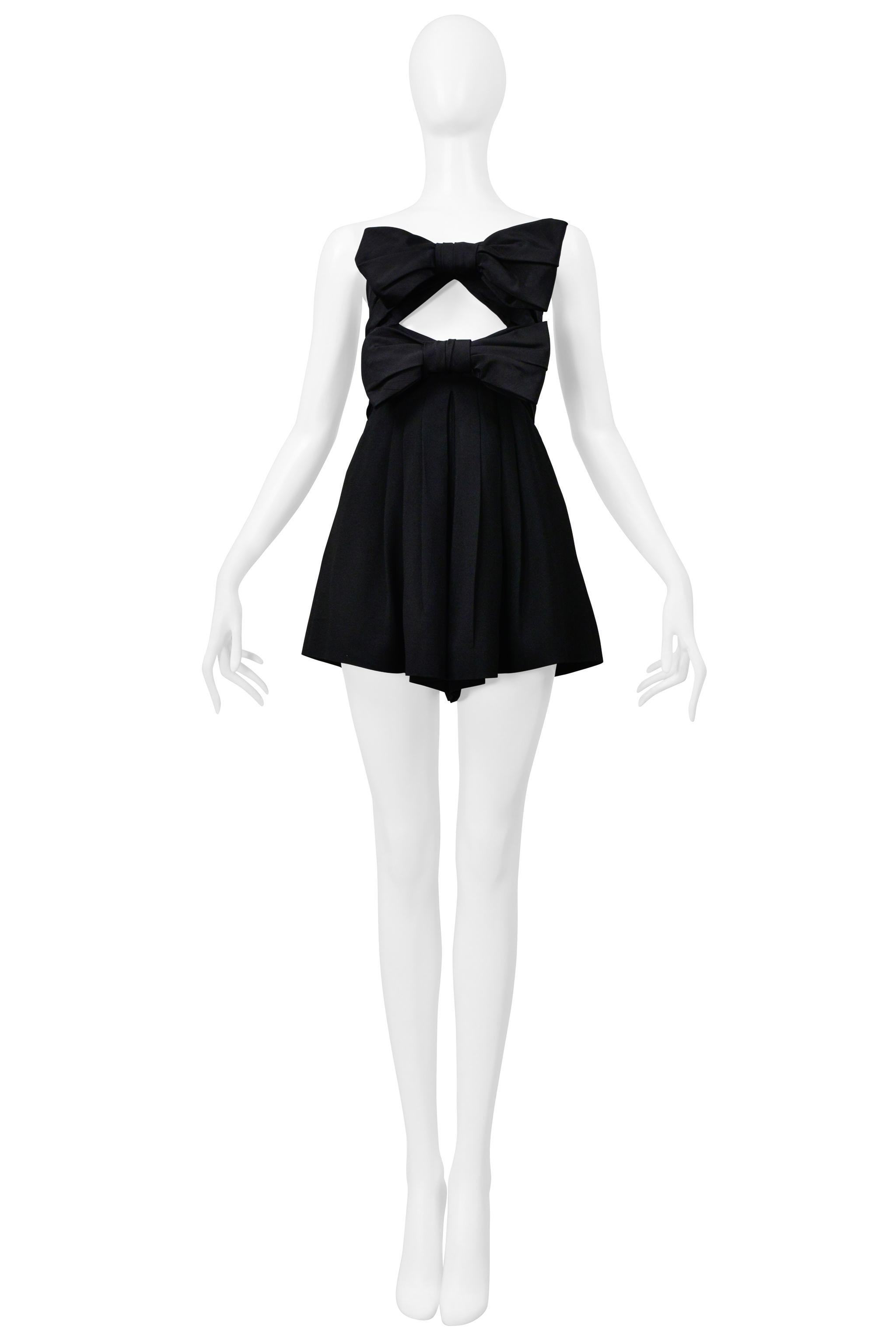 Saint Laurent Paris Black Romper With Bows And Cutout 2019 In Excellent Condition For Sale In Los Angeles, CA
