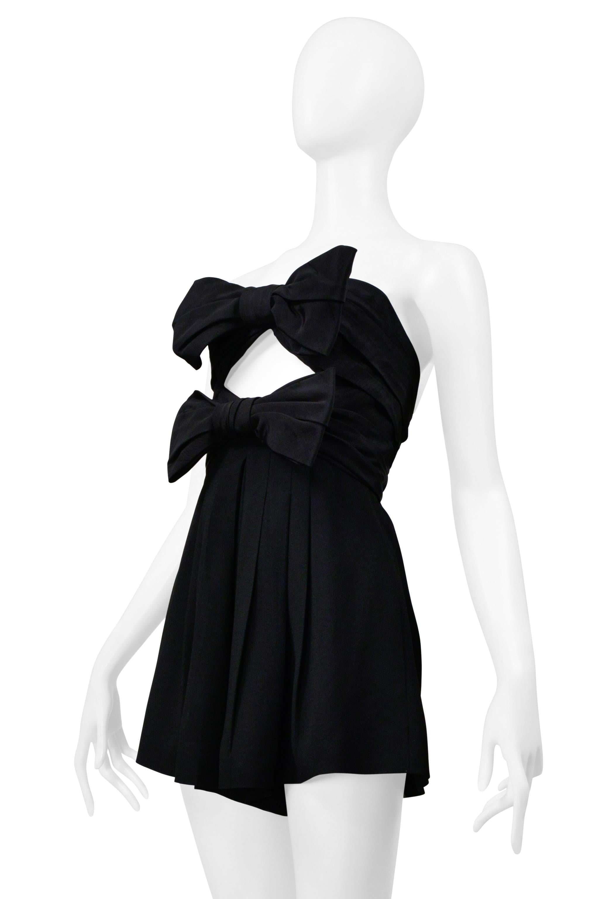 Women's Saint Laurent Paris Black Romper With Bows And Cutout 2019 For Sale