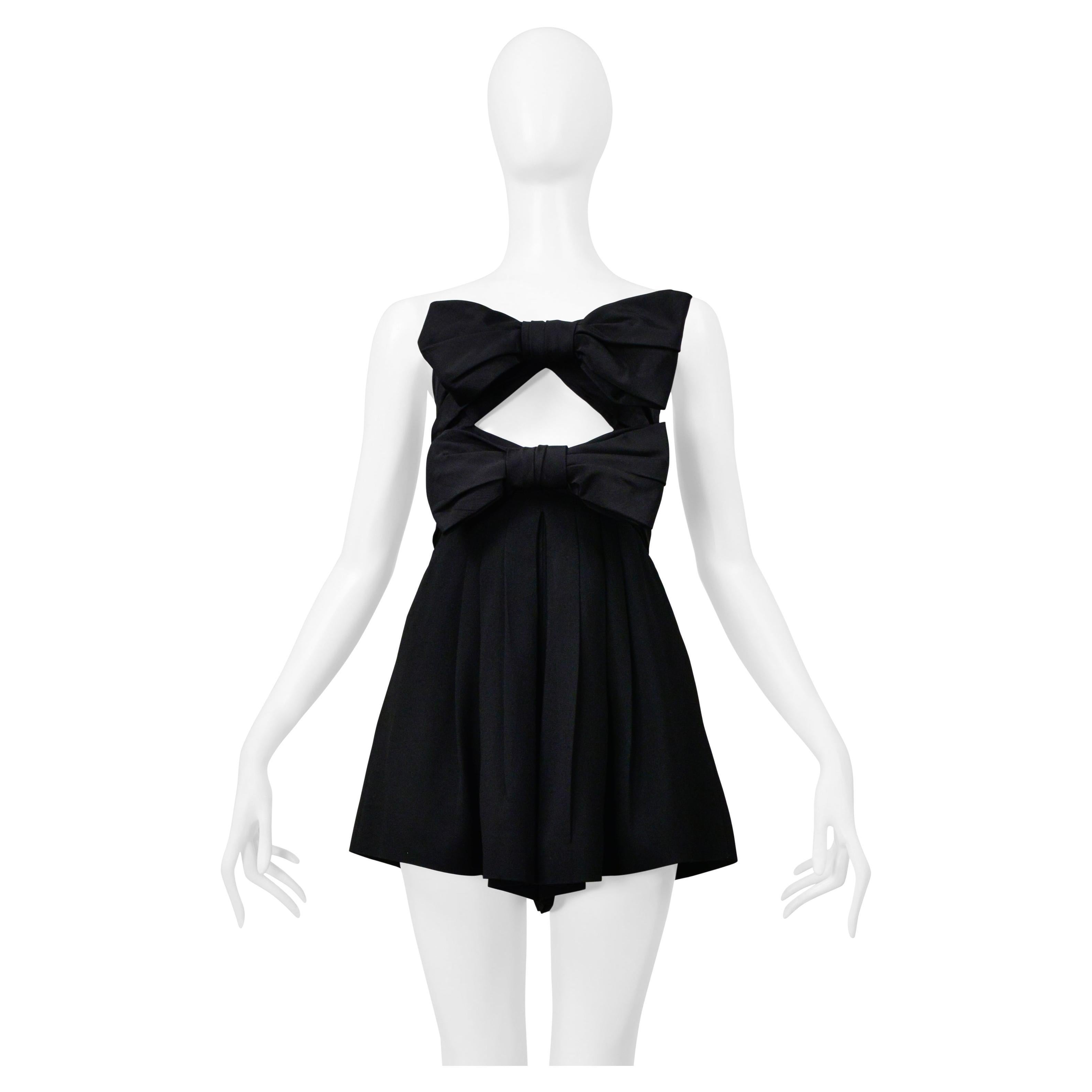 Saint Laurent Paris Black Romper With Bows And Cutout 2019 For Sale