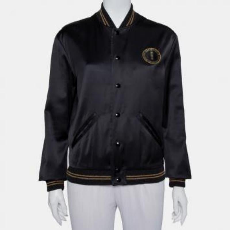 Saint Laurent Paris Black Satin Lurex Trim Detail Button Front Jacket L For Sale 6
