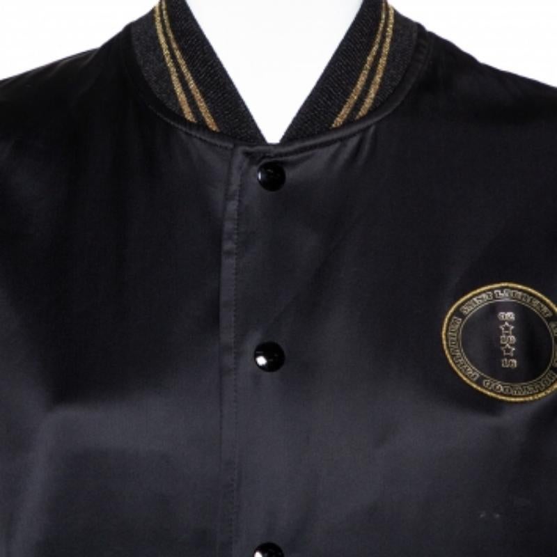 Saint Laurent Paris Black Satin Lurex Trim Detail Button Front Jacket L For Sale 1