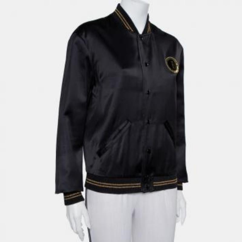 Saint Laurent Paris Black Satin Lurex Trim Detail Button Front Jacket L For Sale 4