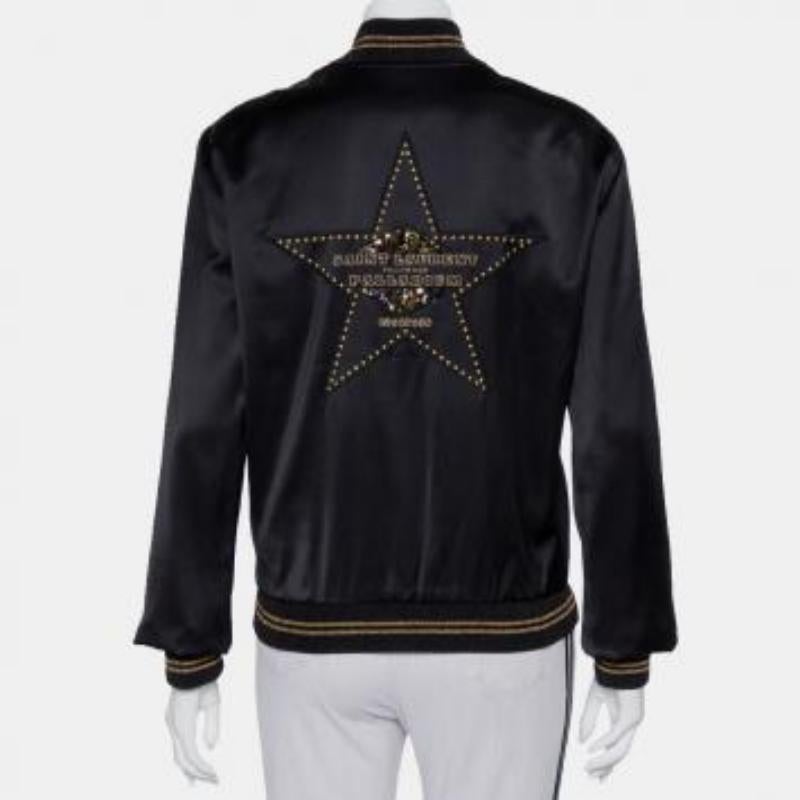 Saint Laurent Paris Black Satin Lurex Trim Detail Button Front Jacket L For Sale 5