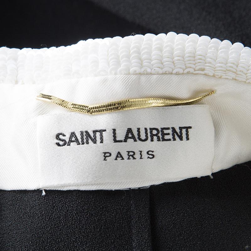 Saint Laurent Paris Black Sequinned Yoke Detail Long Sleeve Dress S 1