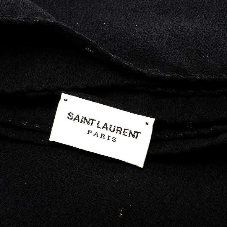 Saint Laurent Paris Black Silk Chiffon Metallic Dot Stole For Sale at ...