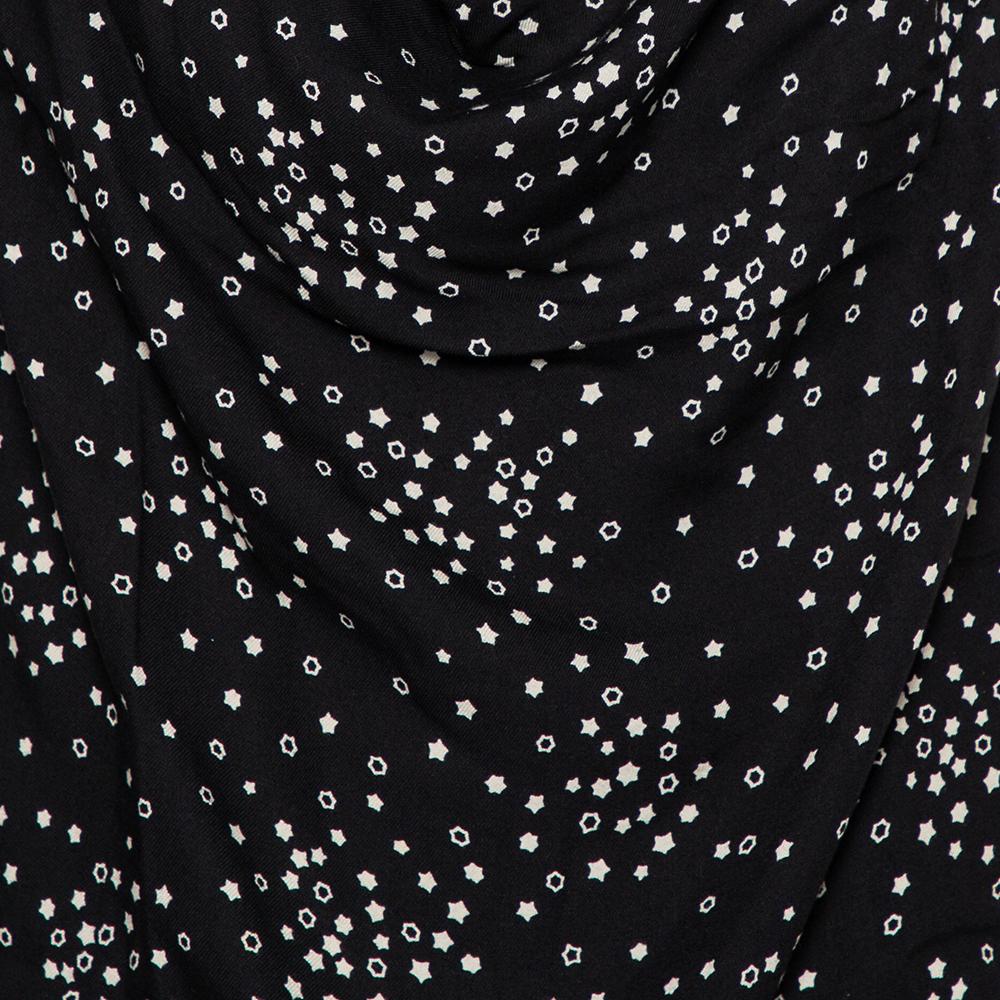 Saint Laurent Paris Black Star Printed Twill Neck Sleeveless Shift Dress M 1