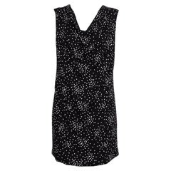 Saint Laurent Paris Black Star Printed Twill Neck Sleeveless Shift Dress M