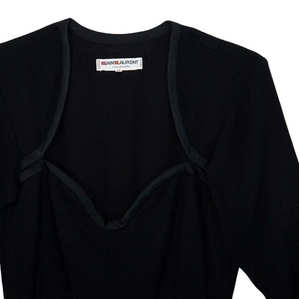Saint Laurent Paris Black Stretch Long Sleeve Dress M 1