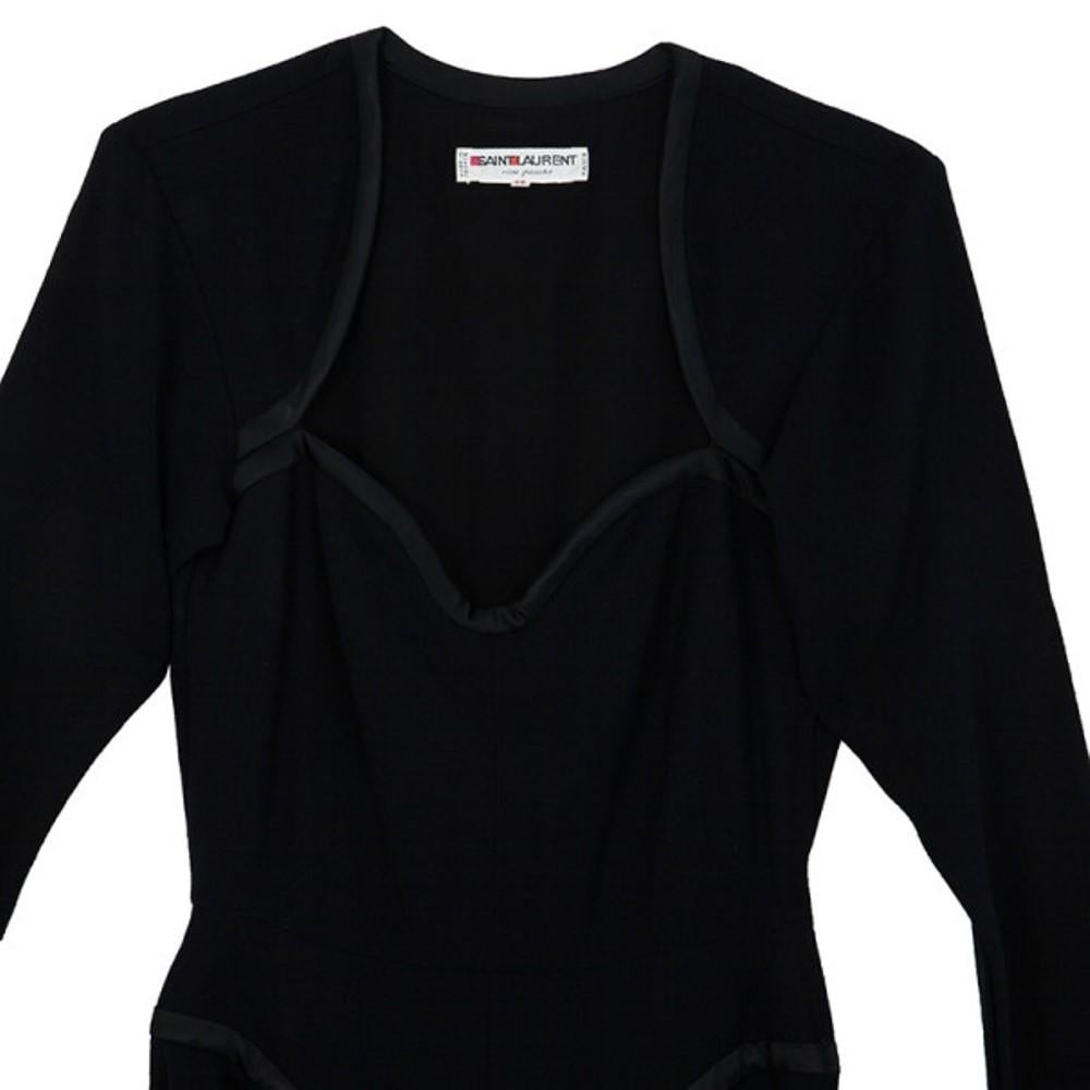 Saint Laurent Paris Black Stretch Long Sleeve Dress M 2