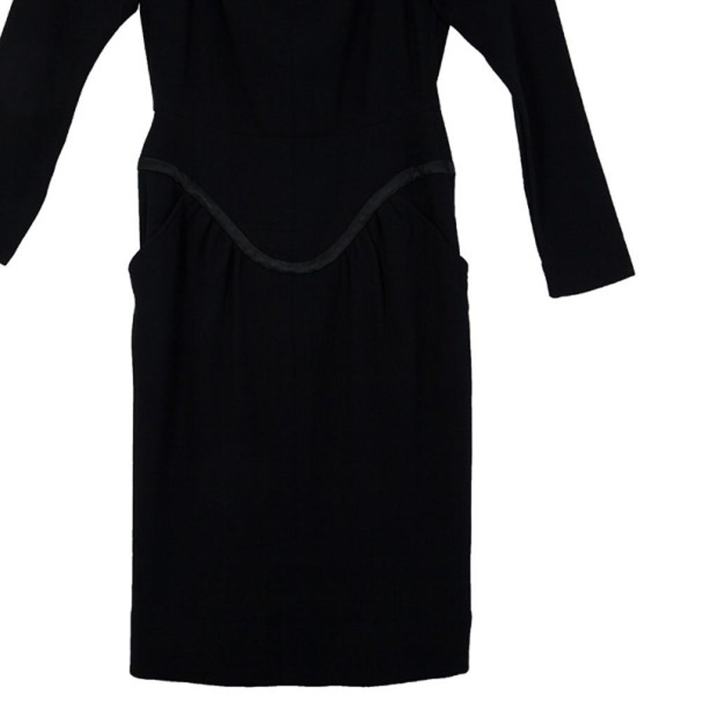 Saint Laurent Paris Black Stretch Long Sleeve Dress M 5