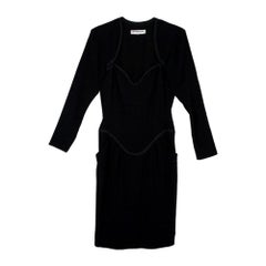 Saint Laurent Paris Black Stretch Long Sleeve Dress M