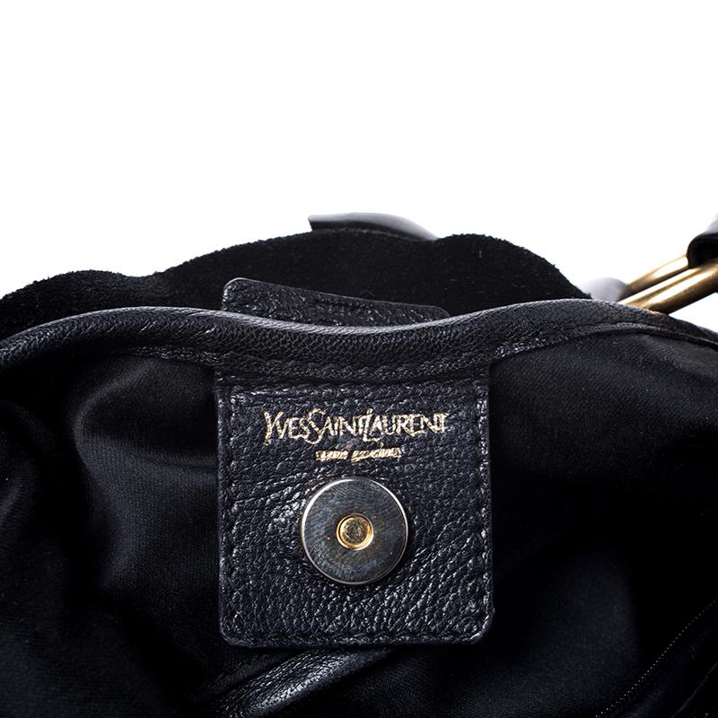 Saint Laurent Paris Black Suede and Patent Leather St. Tropez Shoulder Bag 3