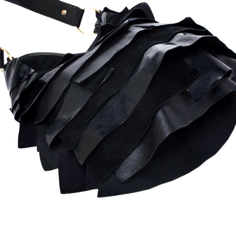 Saint Laurent Paris Black Suede and Patent Leather St. Tropez Shoulder Bag 5