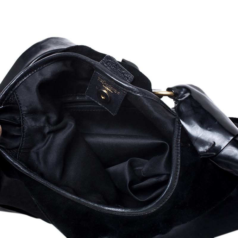 Saint Laurent Paris Black Suede and Patent Leather St. Tropez Shoulder Bag 5