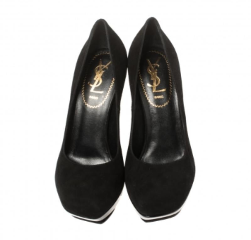Saint Laurent Paris Bombas de plataforma Arya de ante negro Talla 36 Negro en venta