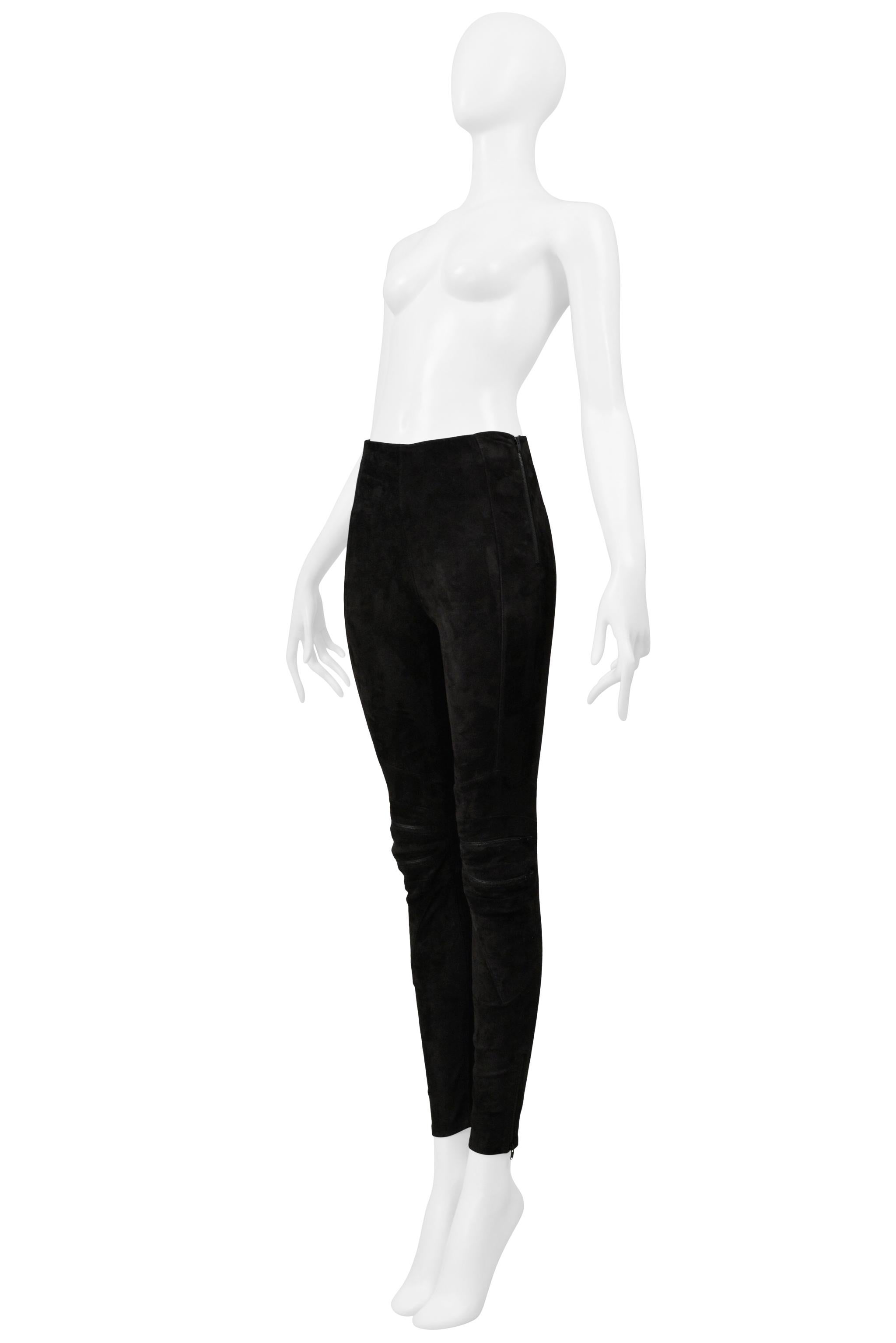 Saint Laurent Paris Pantaloni Moto in pelle scamosciata nera 2016 In condizioni ottime in vendita a Los Angeles, CA