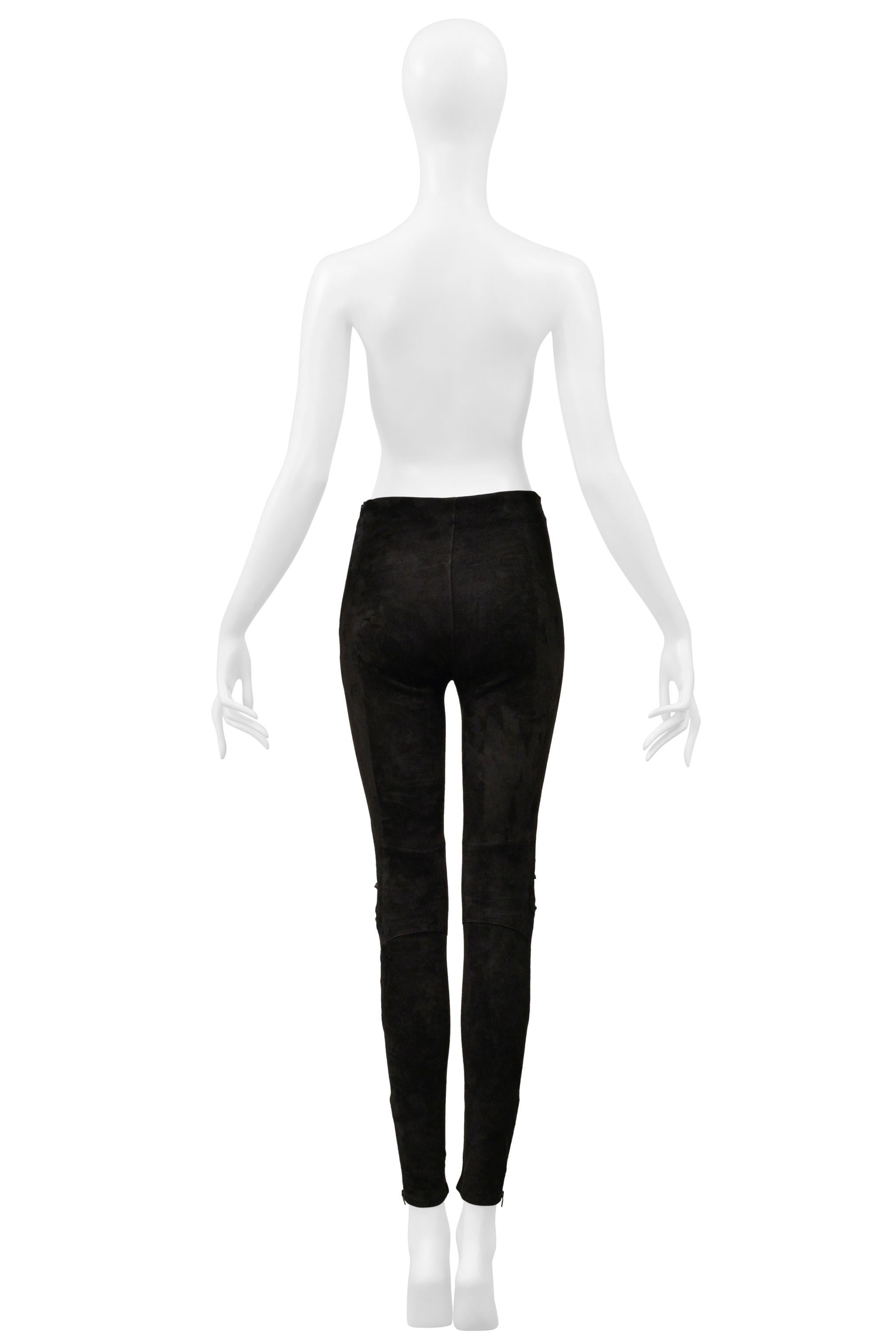 Saint Laurent Paris Pantaloni Moto in pelle scamosciata nera 2016 in vendita 3