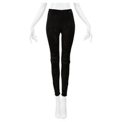 Saint Laurent Paris Pantaloni Moto in pelle scamosciata nera 2016