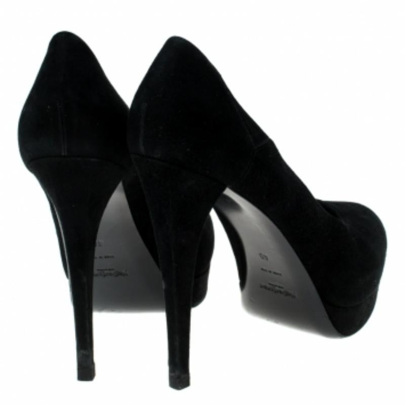 Saint Laurent Paris Black Suede Platform Pumps 40 Pour femmes en vente