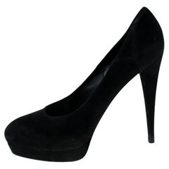 Saint Laurent Paris Black Suede Platform Pumps 40