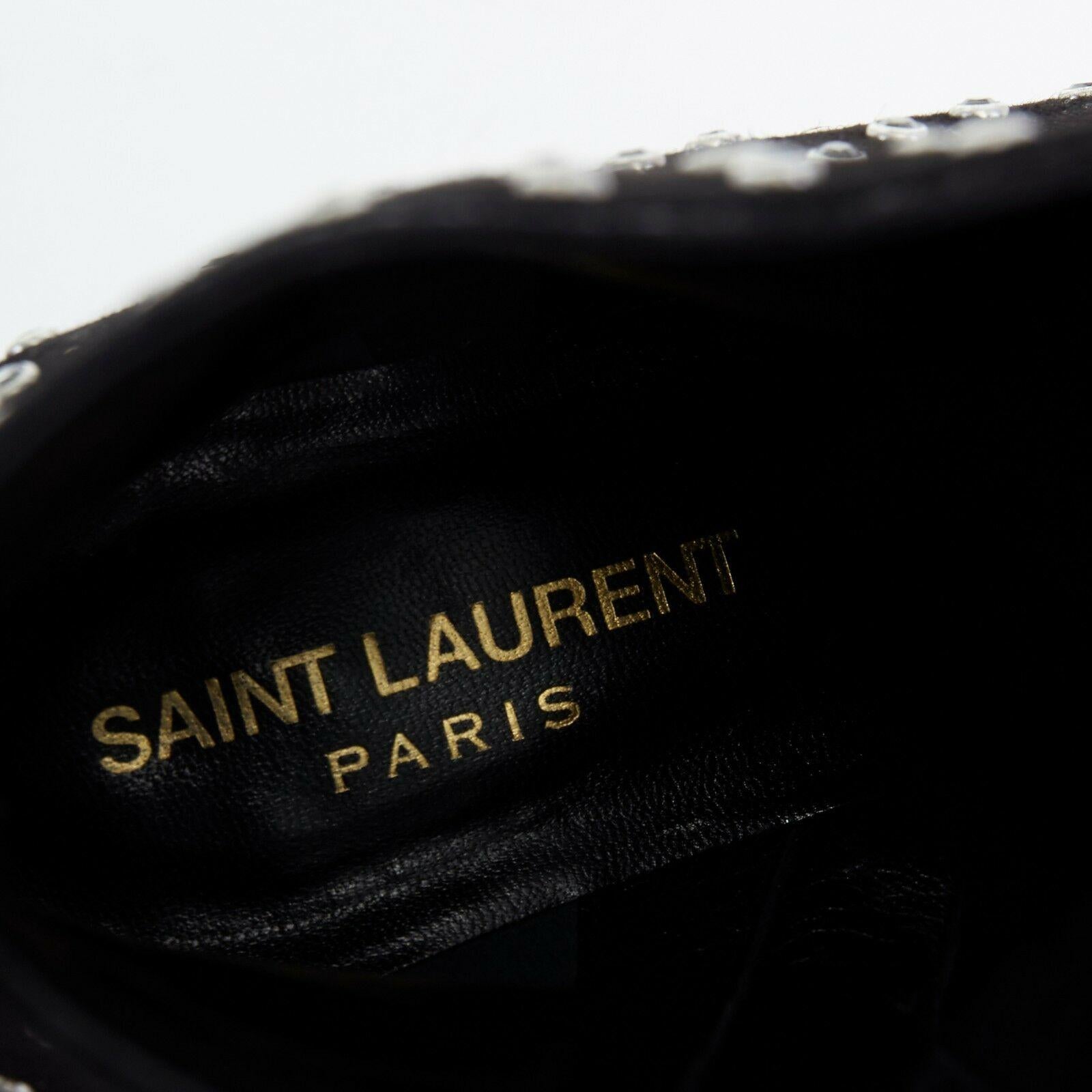 SAINT LAURENT PARIS black suede strass crystal embellished ankle boot shoe EU35 For Sale 6
