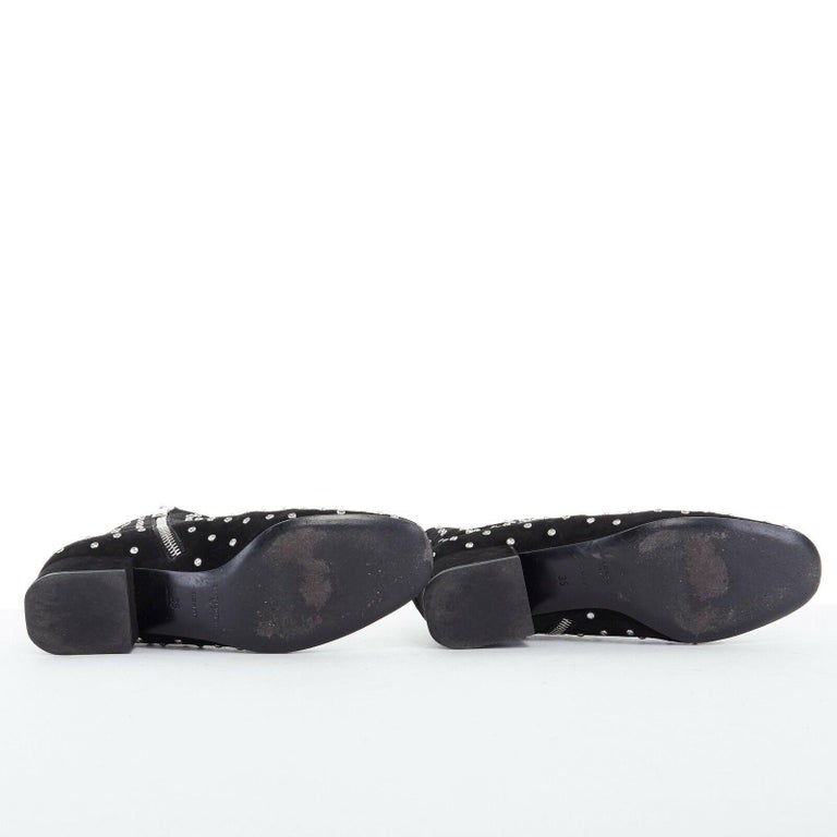 SAINT LAURENT PARIS black suede strass crystal embellished ankle boot shoe EU35 For Sale at 1stDibs