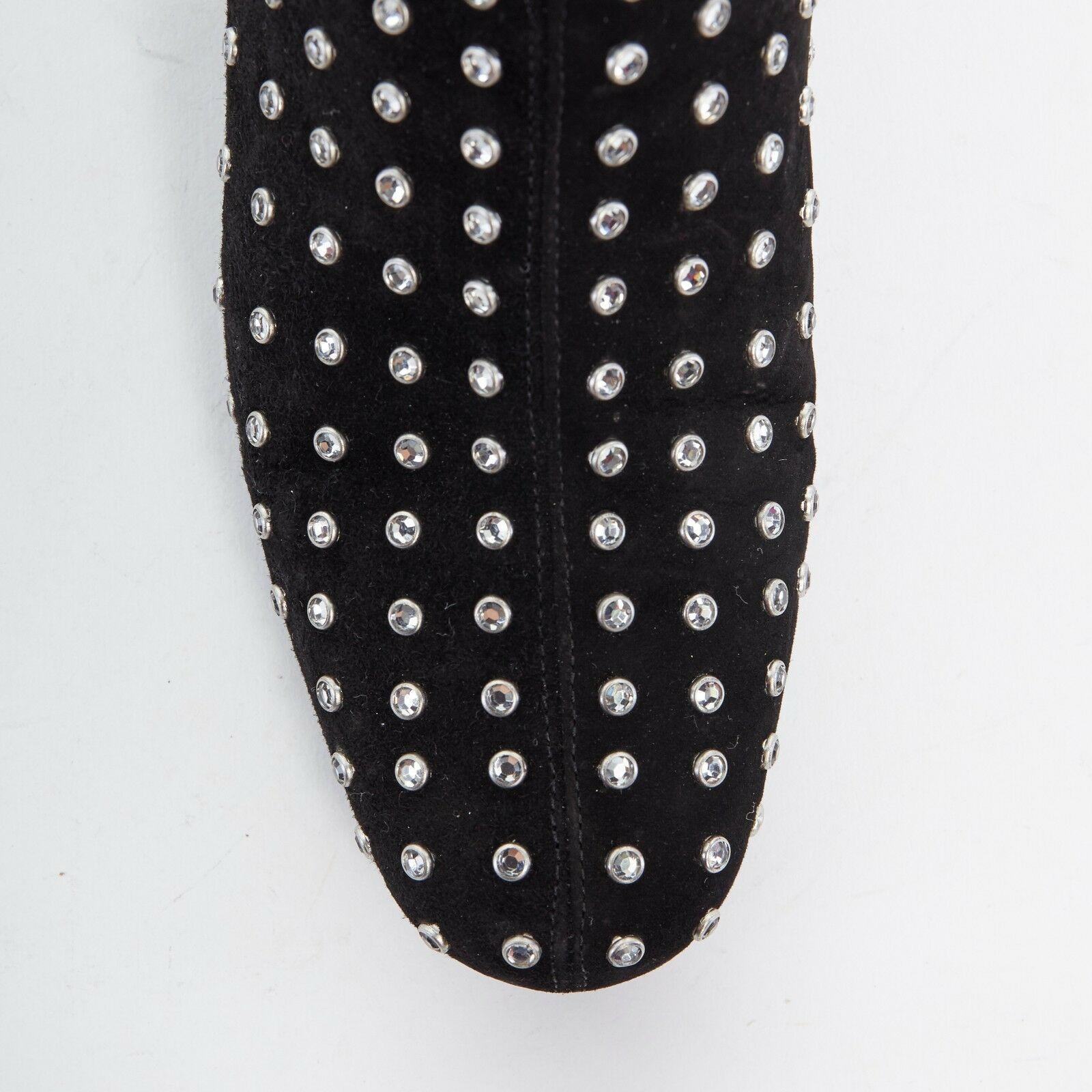 SAINT LAURENT PARIS black suede strass crystal embellished ankle boot shoe EU35 For Sale 3