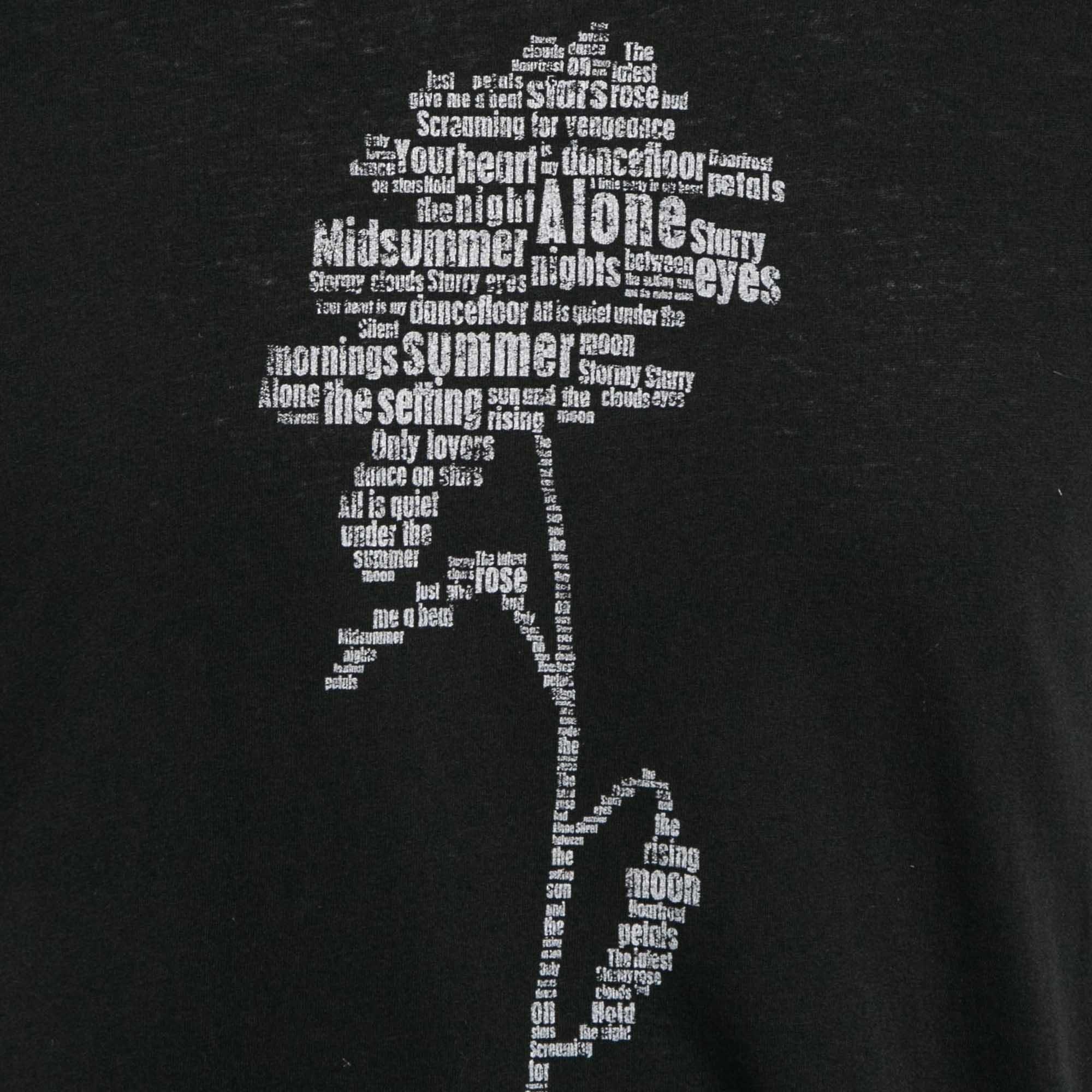 Saint Laurent Paris Schwarzes T-Shirt aus Jersey mit strukturiertem Rosendruck XS im Zustand „Gut“ im Angebot in Dubai, Al Qouz 2